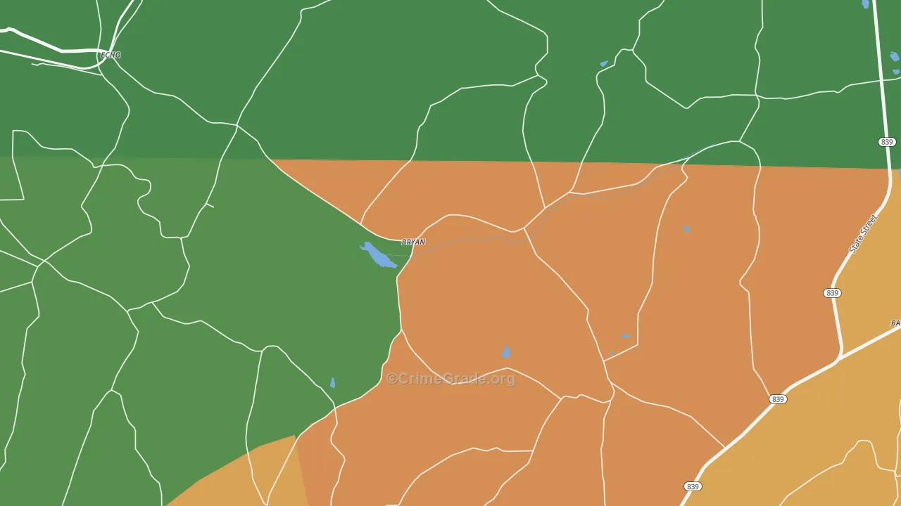 Bryan, PA Map of Burglary Rates
