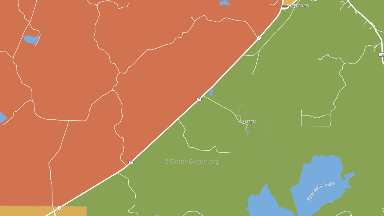 Bryant, MS Map of Burglary Rates
