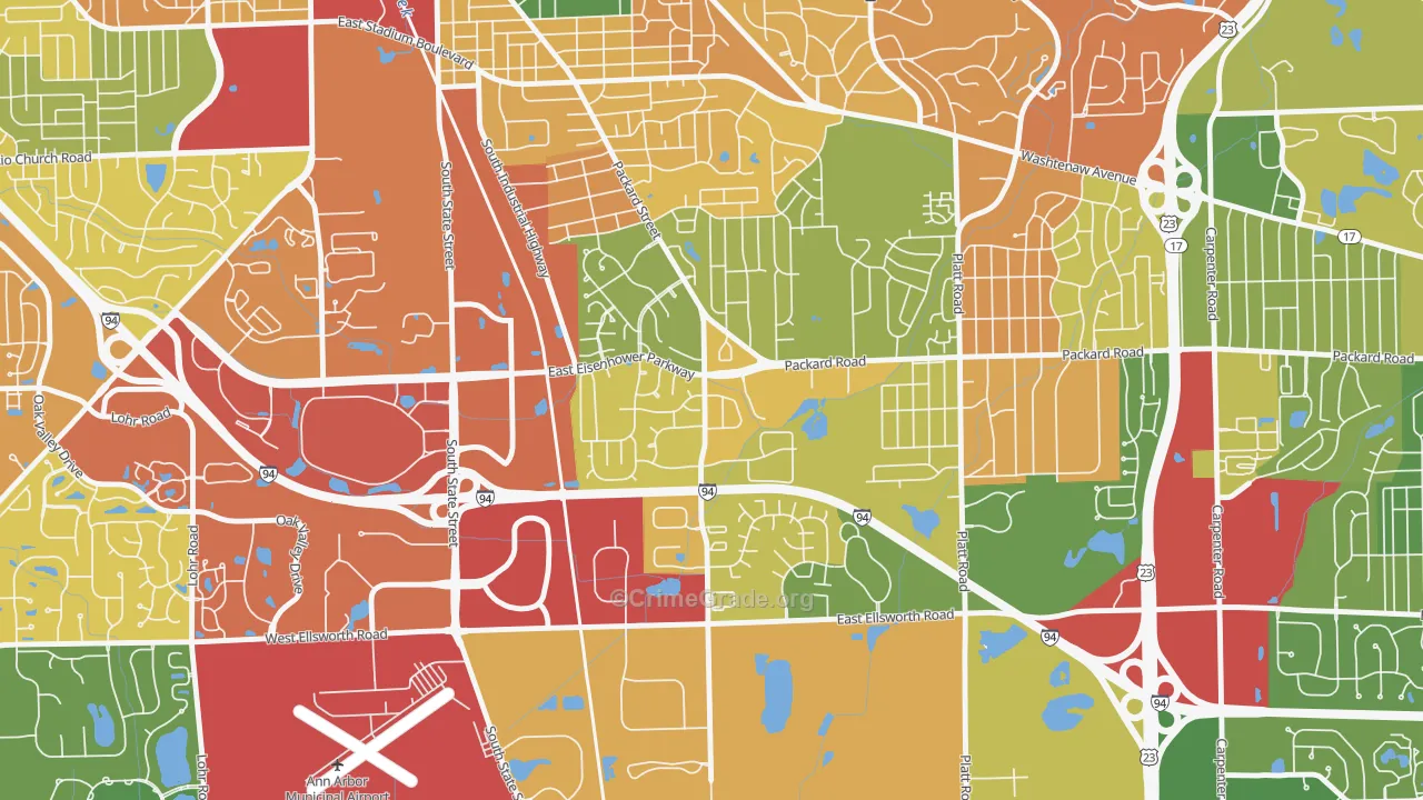 Bryant Pattengill East, Ann Arbor, MI Map of Burglary Rates