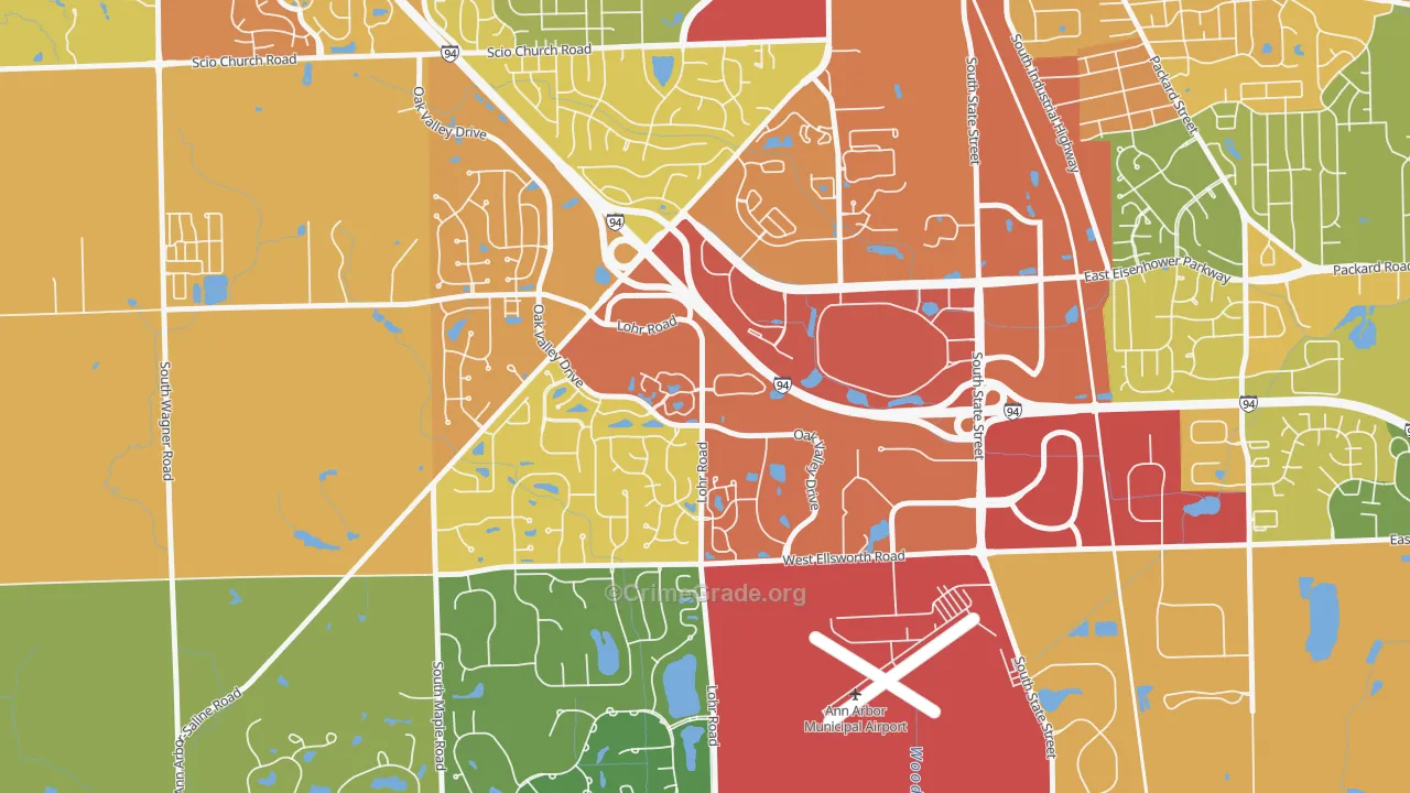 Bryant Pattengill West, Ann Arbor, MI Map of Burglary Rates