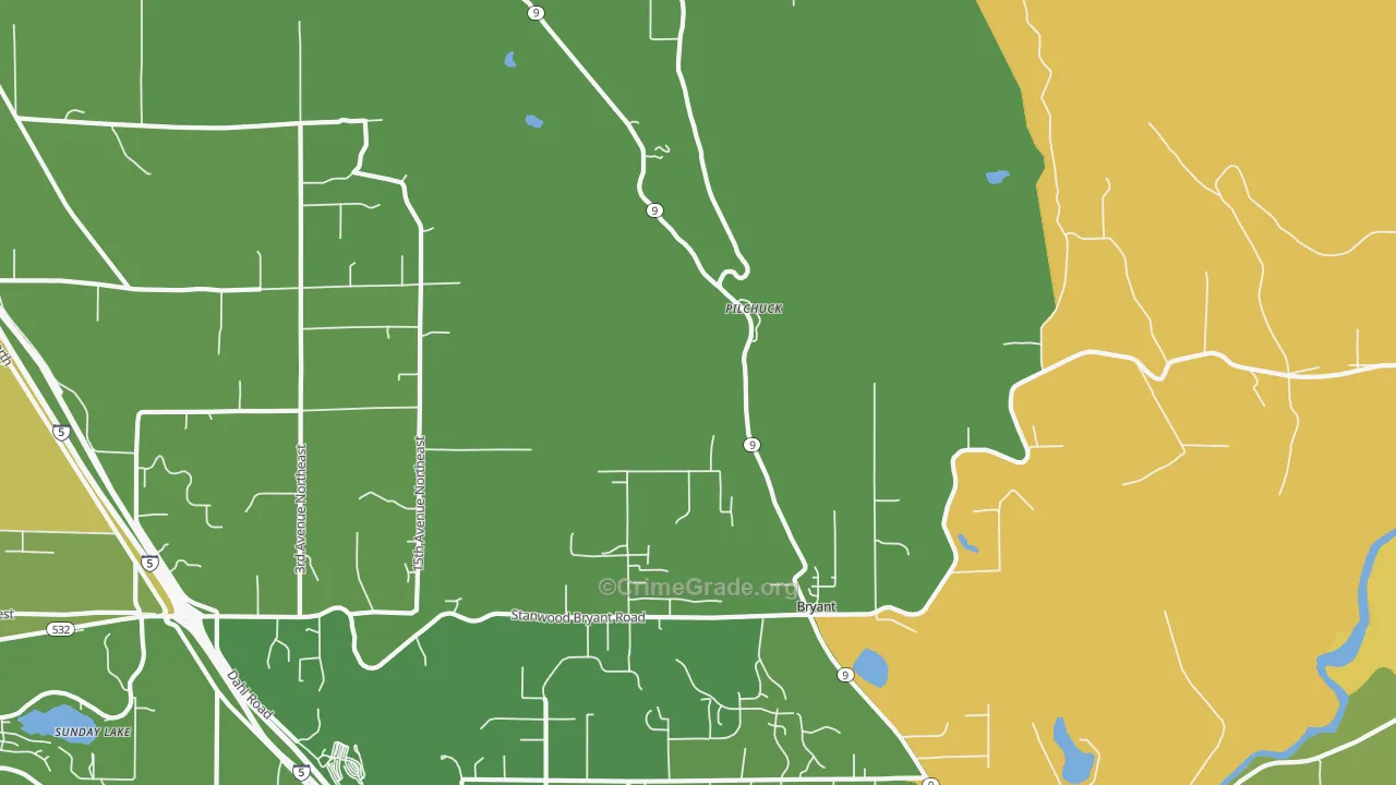Bryant, WA Map of Burglary Rates