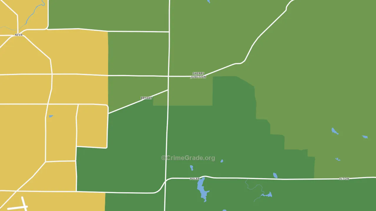 Bryant, WI Map of Burglary Rates