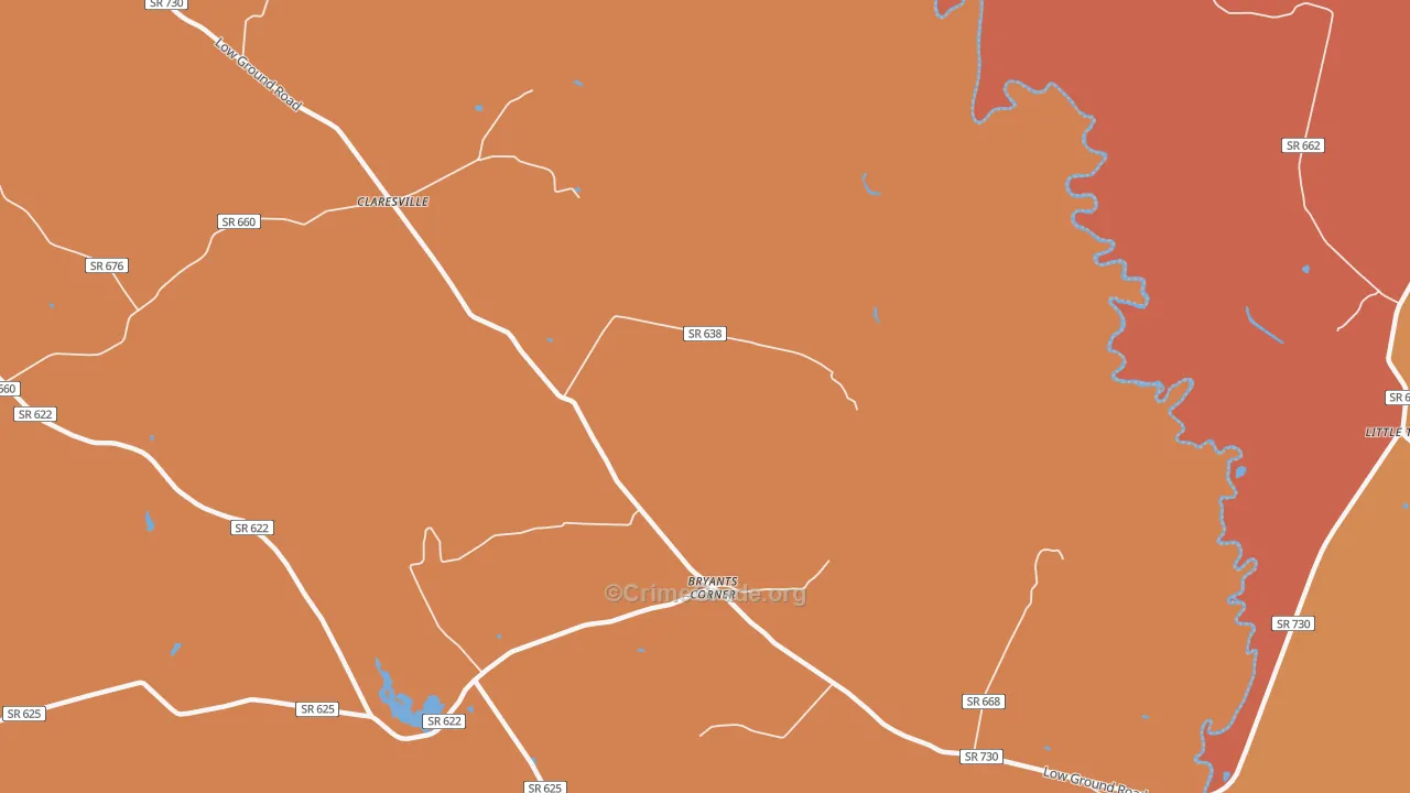Bryants Corner, VA Map of Burglary Rates