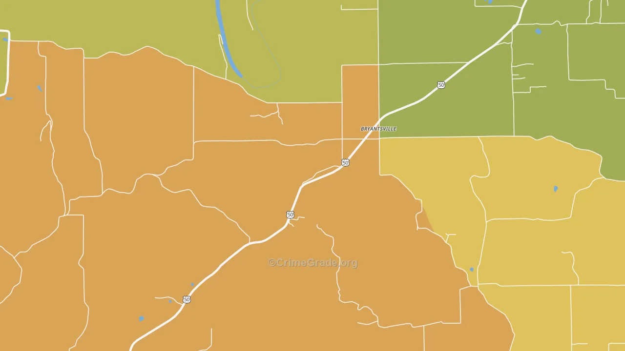 Bryantsville, IN Map of Burglary Rates