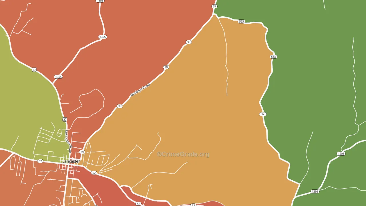 Bryantsville, KY Map of Burglary Rates