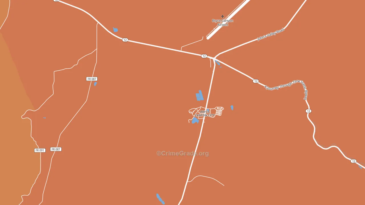 Bryce Canyon City, UT Map of Burglary Rates