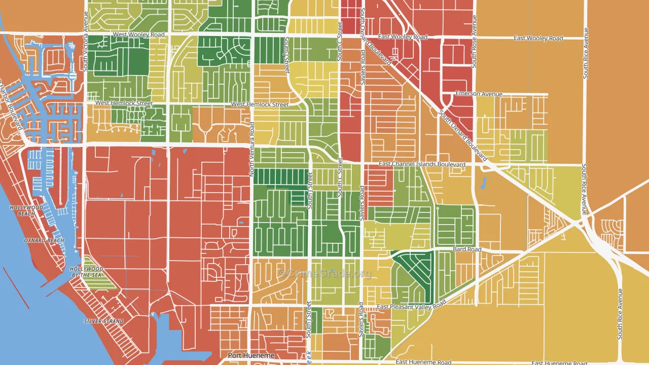 Bryce Canyon North, Oxnard, CA Map of Burglary Rates