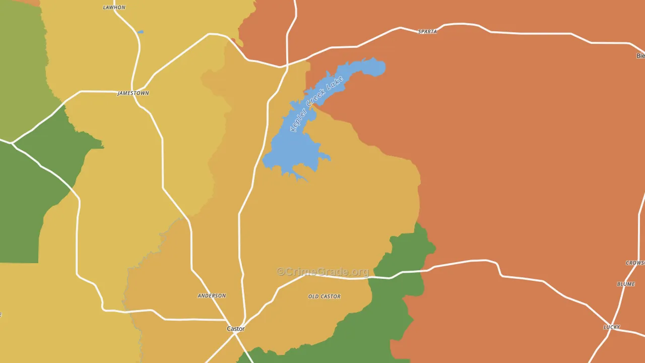 Bryceland, LA Map of Burglary Rates