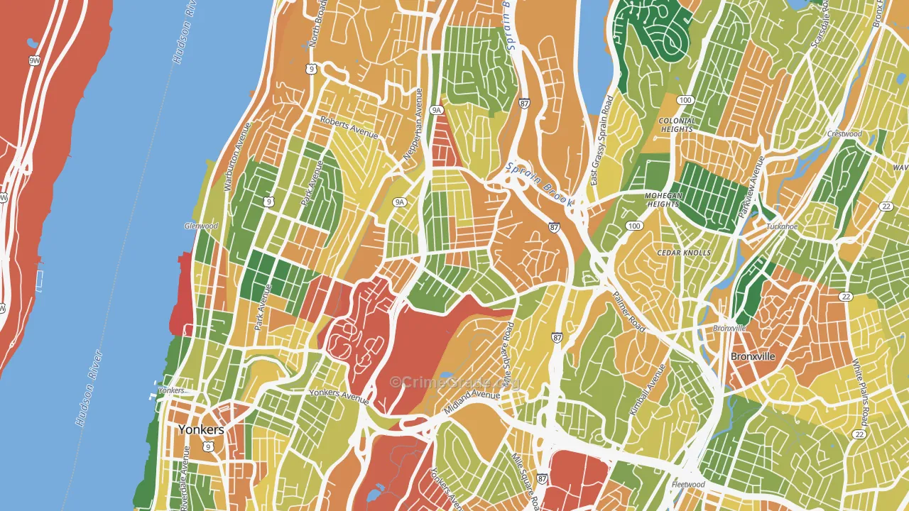 Bryn Mawr, Yonkers, NY Map of Burglary Rates