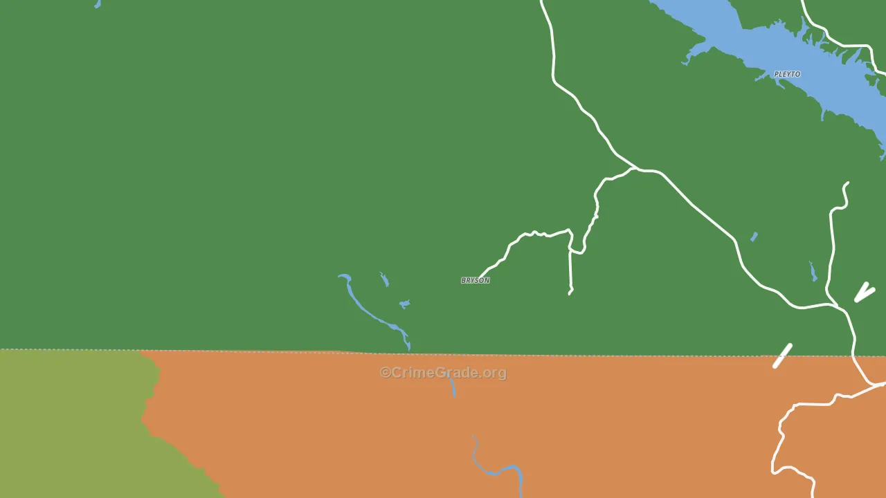 Bryson, CA Map of Burglary Rates