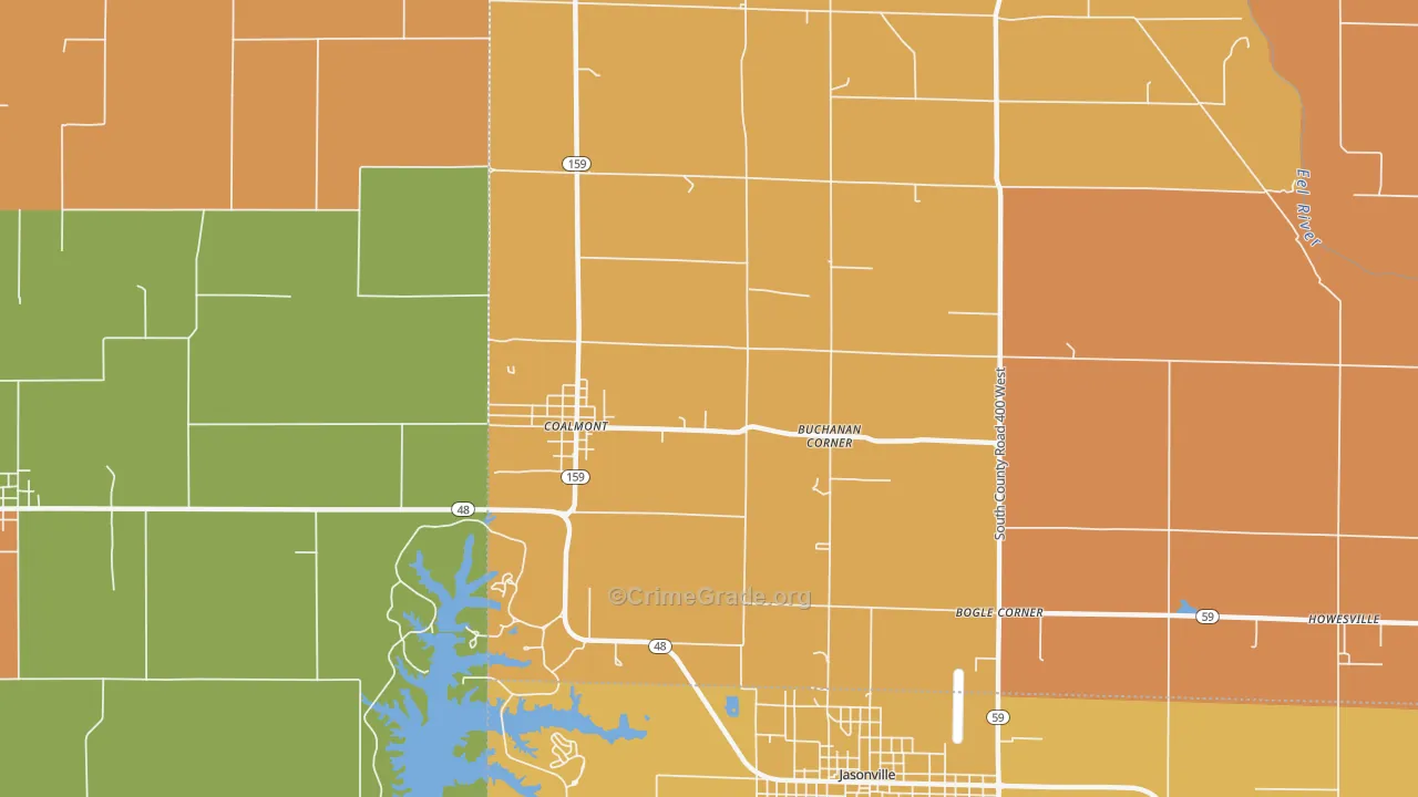 Buchanan Corner, IN Map of Burglary Rates