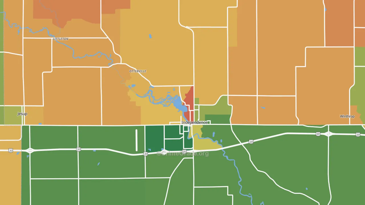 Buchanan County, IA Map of Burglary Rates