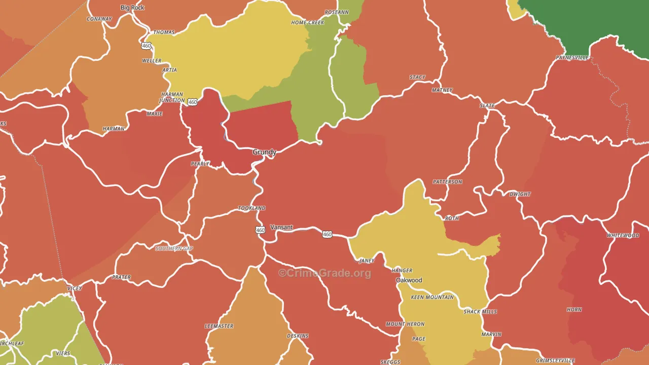 Buchanan County, VA Map of Burglary Rates