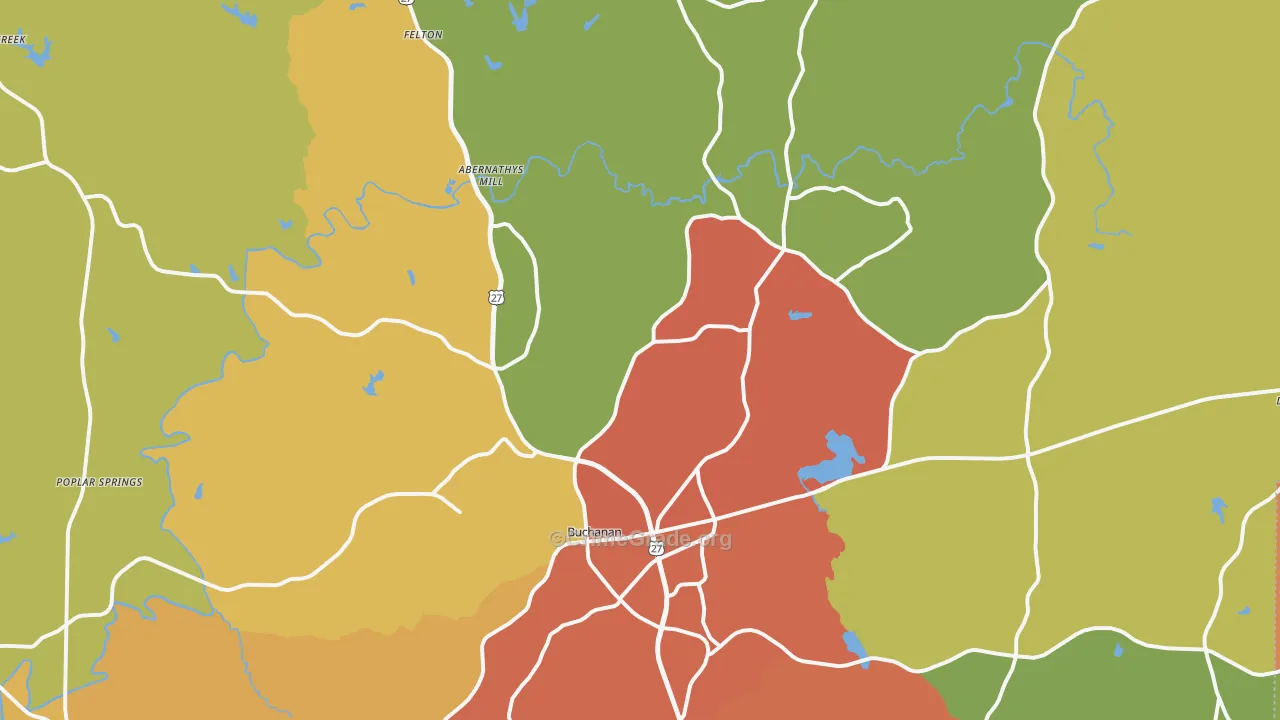 Buchanan, GA Map of Burglary Rates