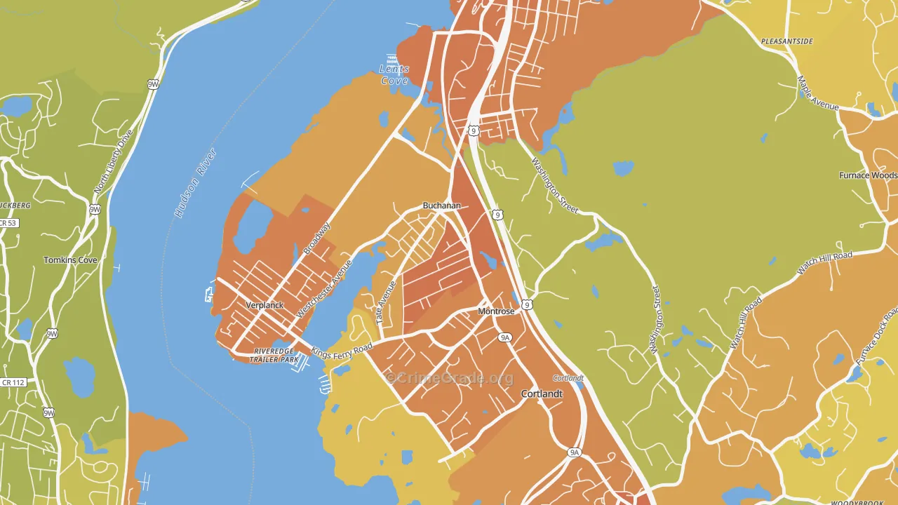 Buchanan, NY Map of Burglary Rates