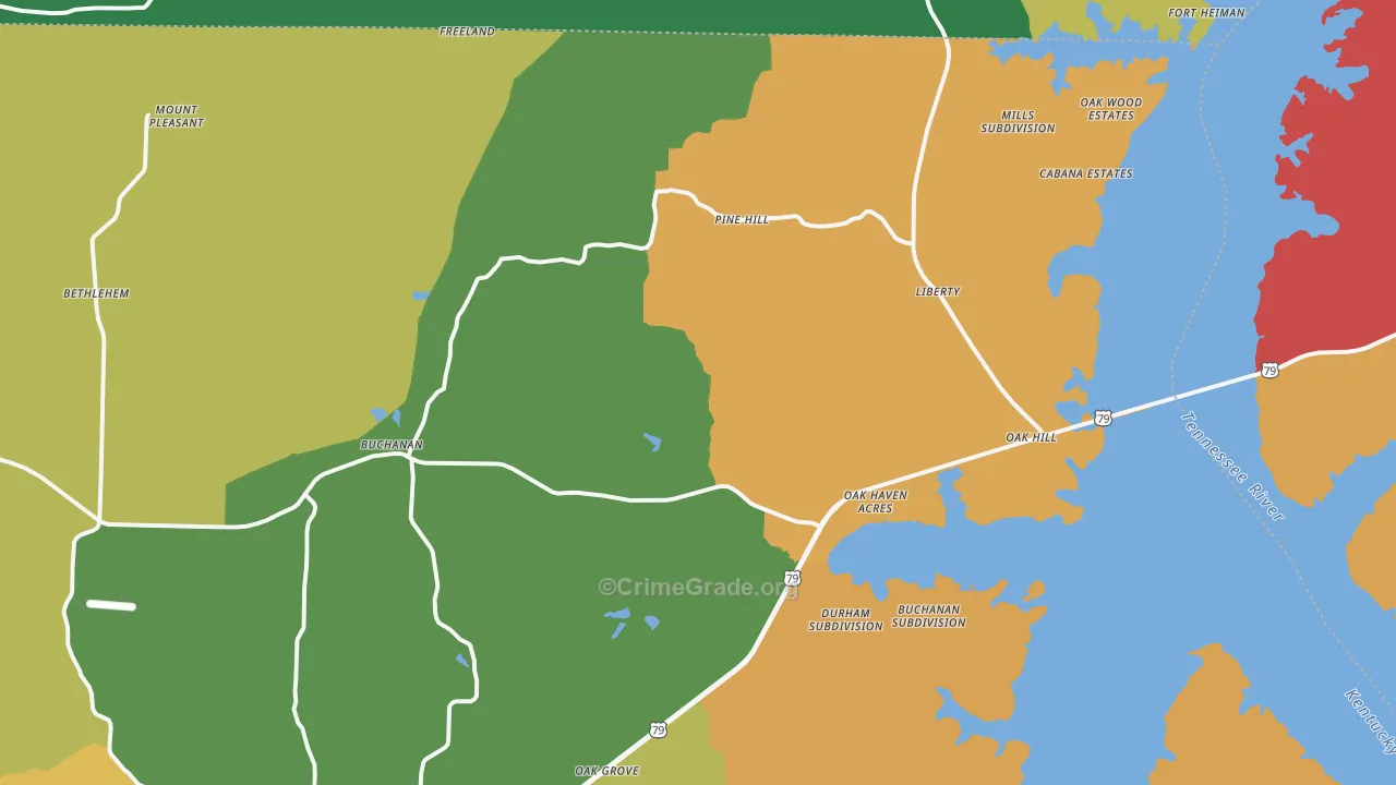 Buchanan, TN Map of Burglary Rates