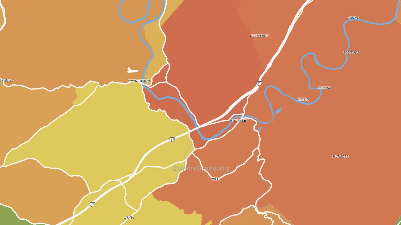 Buchanan, VA Map of Burglary Rates