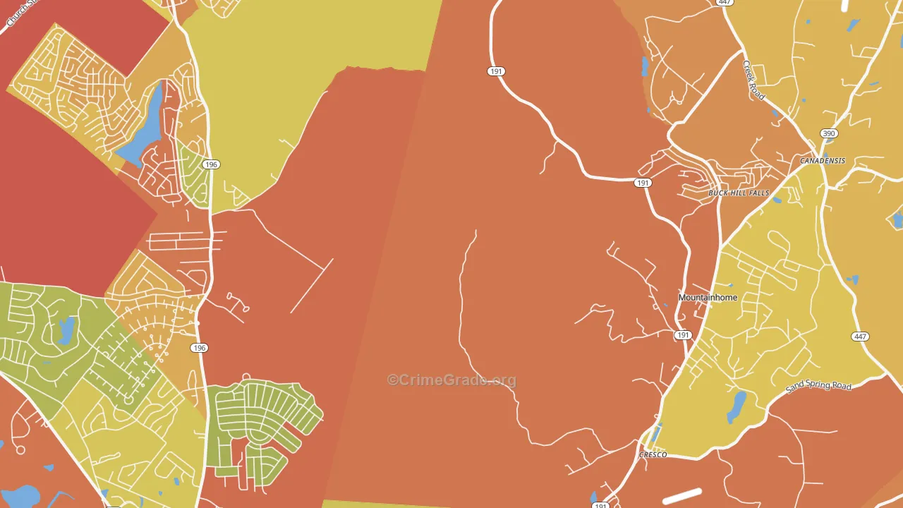 Buck Hill Falls, PA Map of Burglary Rates