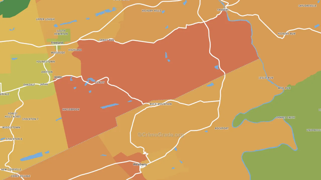 Buck Mountain, PA Map of Burglary Rates