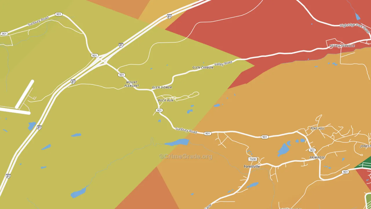 Buck Run, PA Map of Burglary Rates