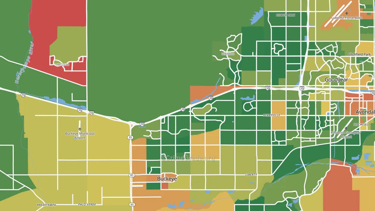 Buckeye, AZ Map of Burglary Rates