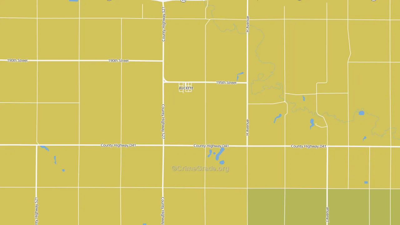 Buckeye, IA Map of Burglary Rates