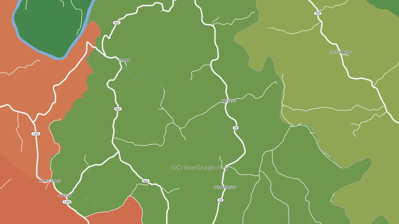 Buckeye, KY Map of Burglary Rates