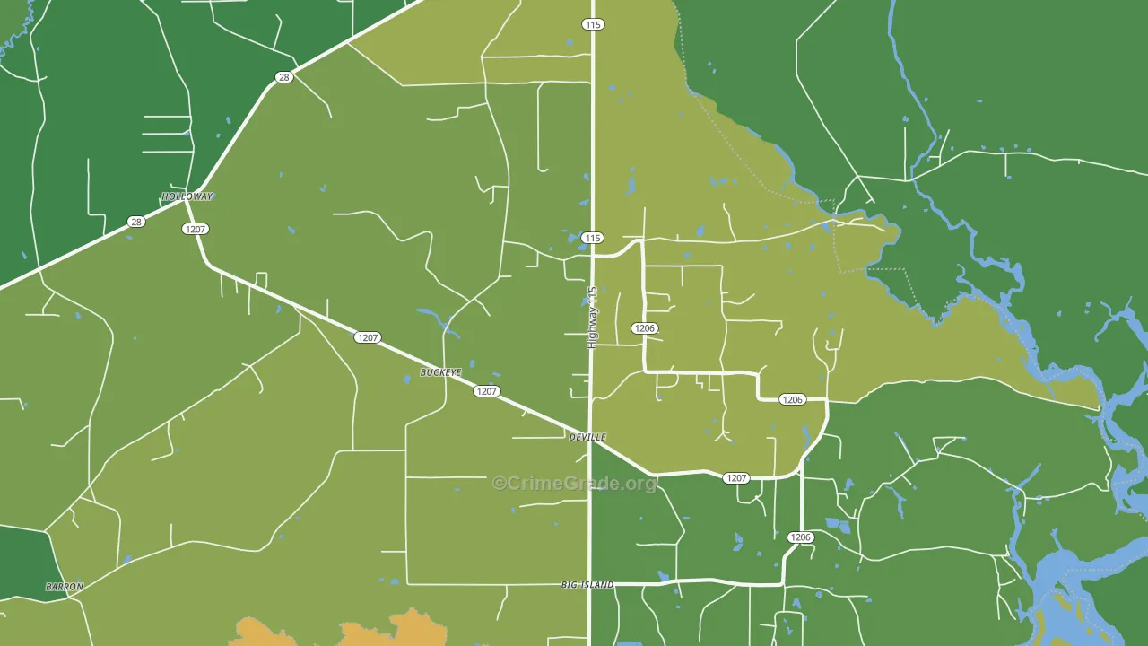 Buckeye, LA Map of Burglary Rates