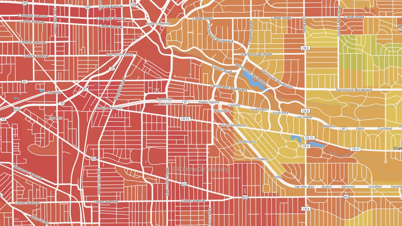 Buckeye-Shaker, Cleveland, OH Map of Burglary Rates