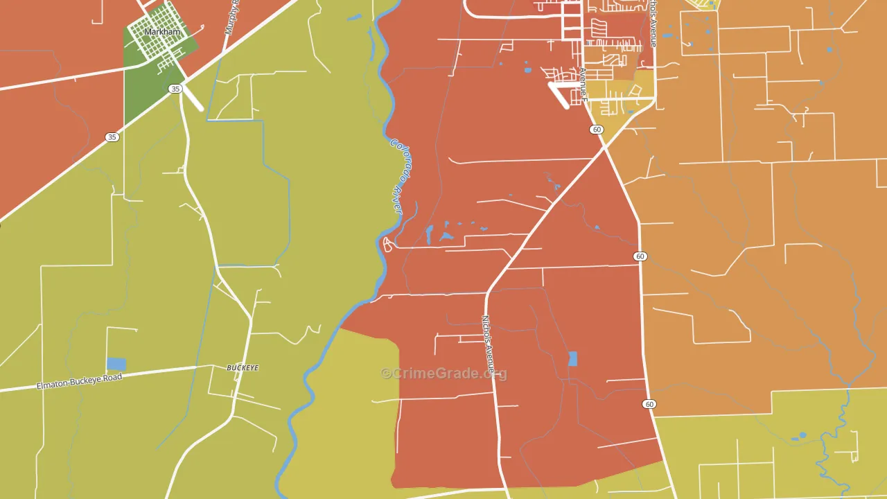 Buckeye, TX Map of Burglary Rates