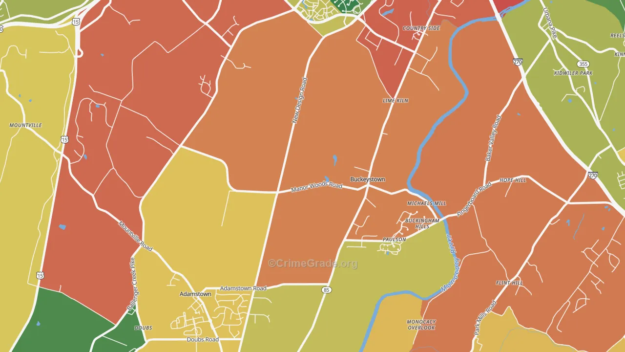 Buckeystown, MD Map of Burglary Rates