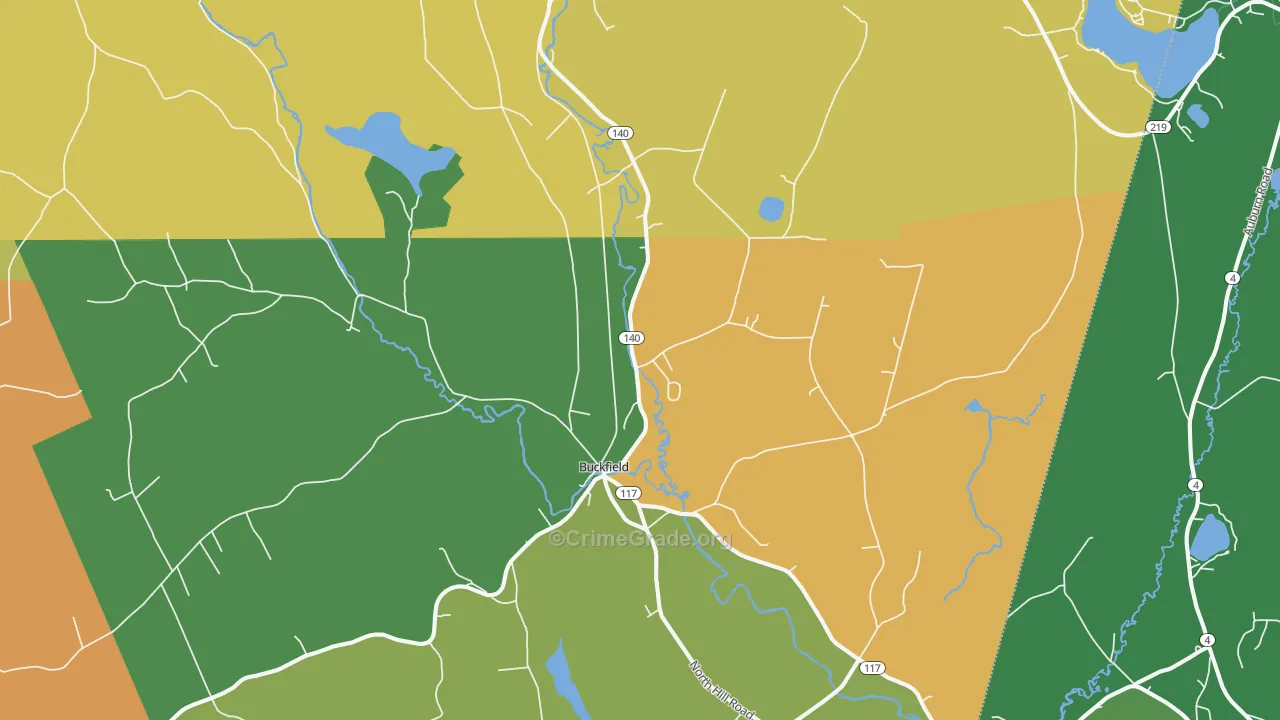 Buckfield, ME Map of Burglary Rates