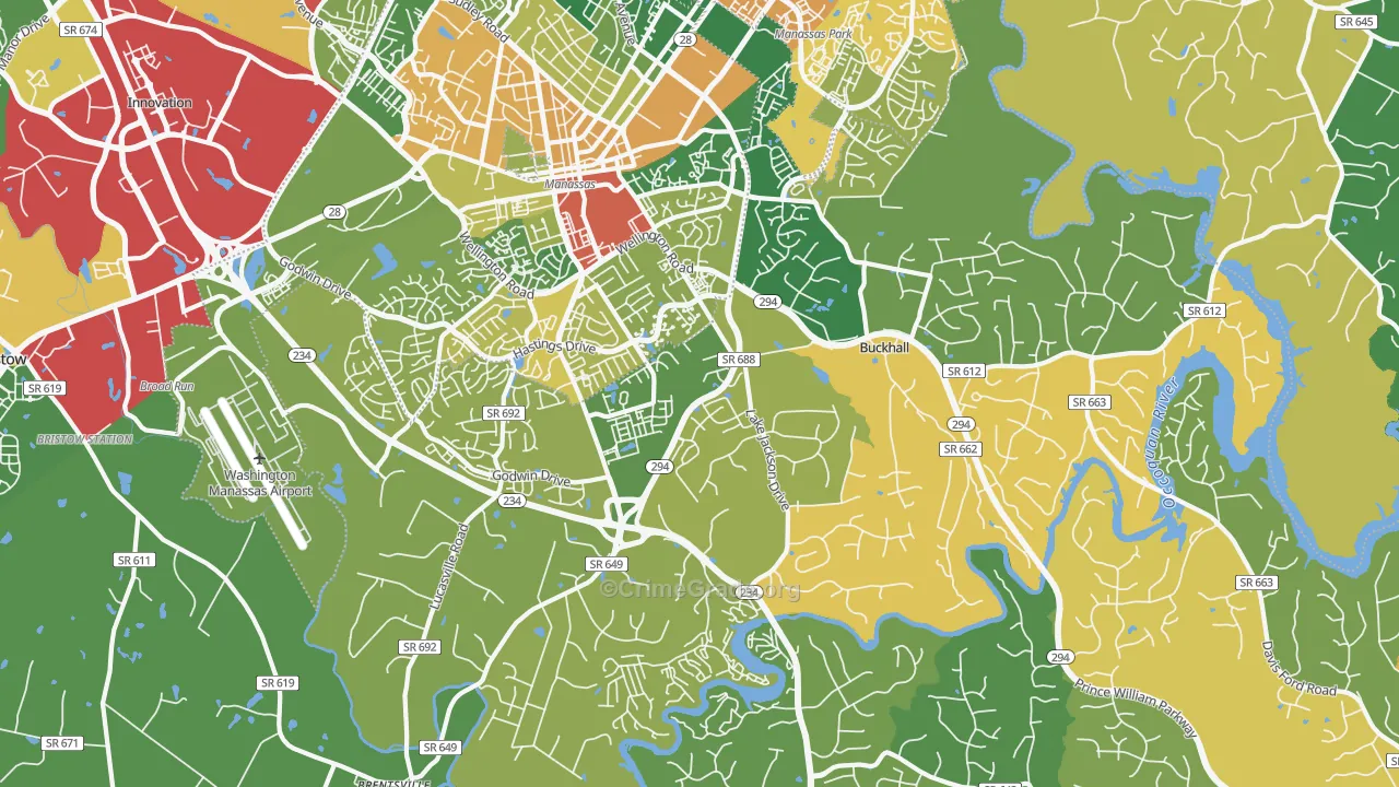 Buckhall, VA Map of Burglary Rates