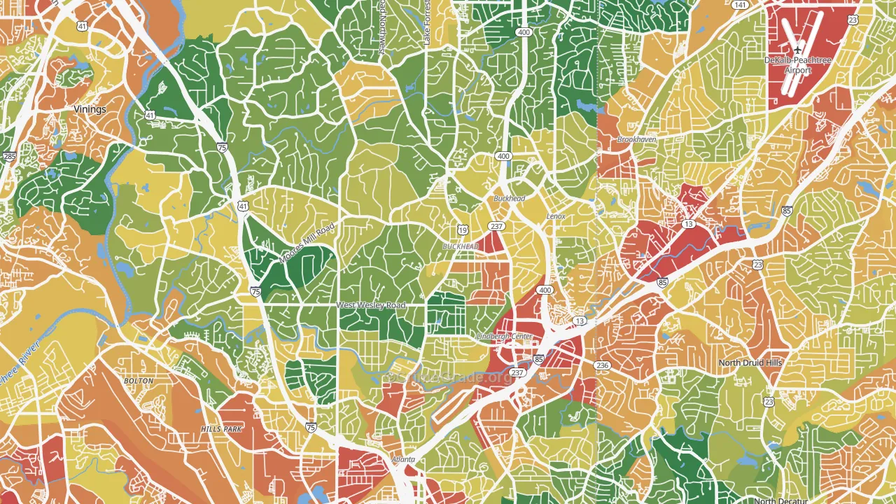 Buckhead, Atlanta, GA Map of Burglary Rates
