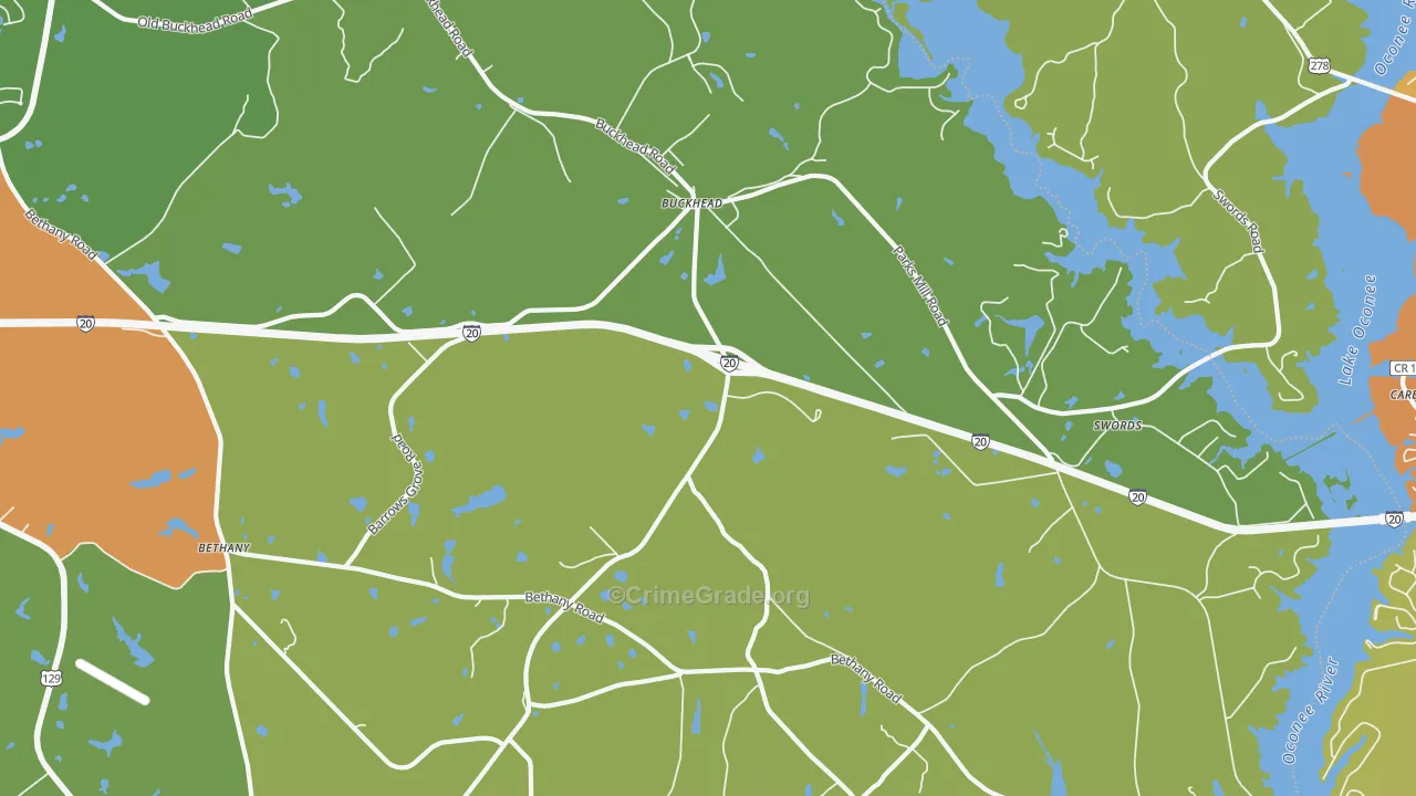 Buckhead, GA Map of Burglary Rates