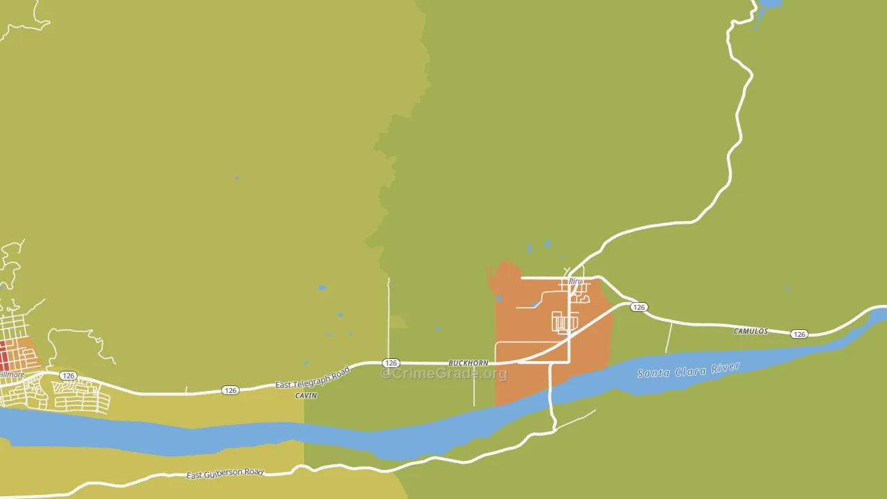 Buckhorn, CA Map of Burglary Rates