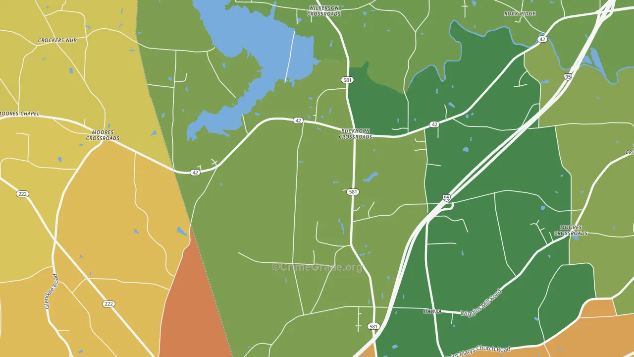 Buckhorn Crossroads, NC Map of Burglary Rates