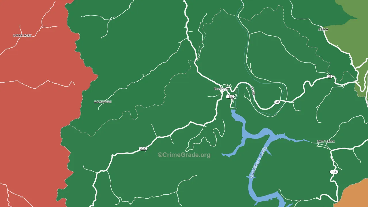 Buckhorn, KY Map of Burglary Rates