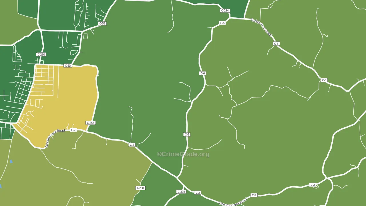 Buckhorn, OH Map of Burglary Rates