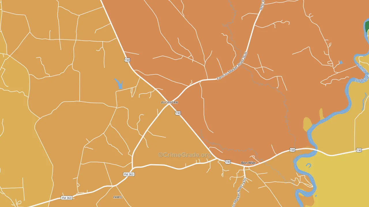 Buckhorn, TX Map of Burglary Rates