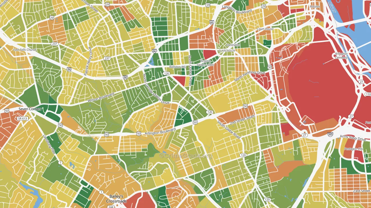 Buckingham, Arlington, VA Map of Burglary Rates
