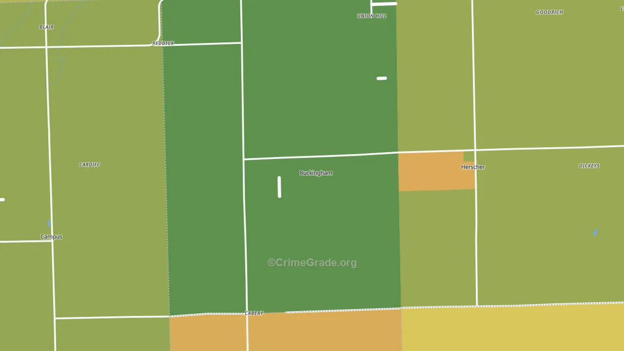 Buckingham, IL Map of Burglary Rates