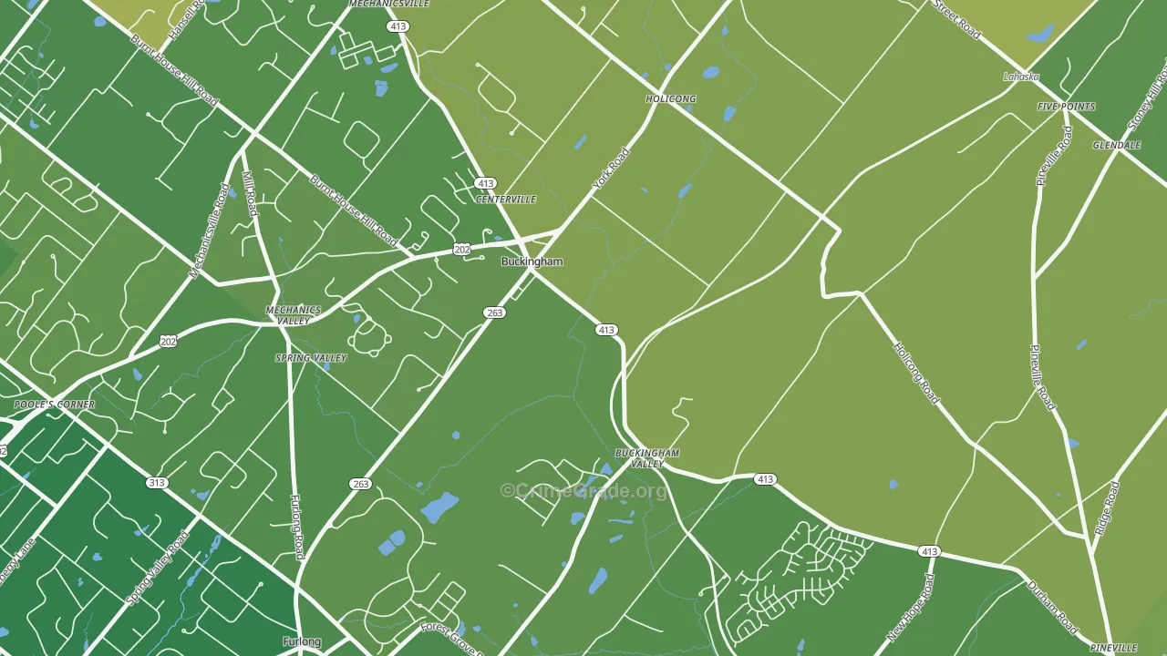 Buckingham, PA Map of Burglary Rates