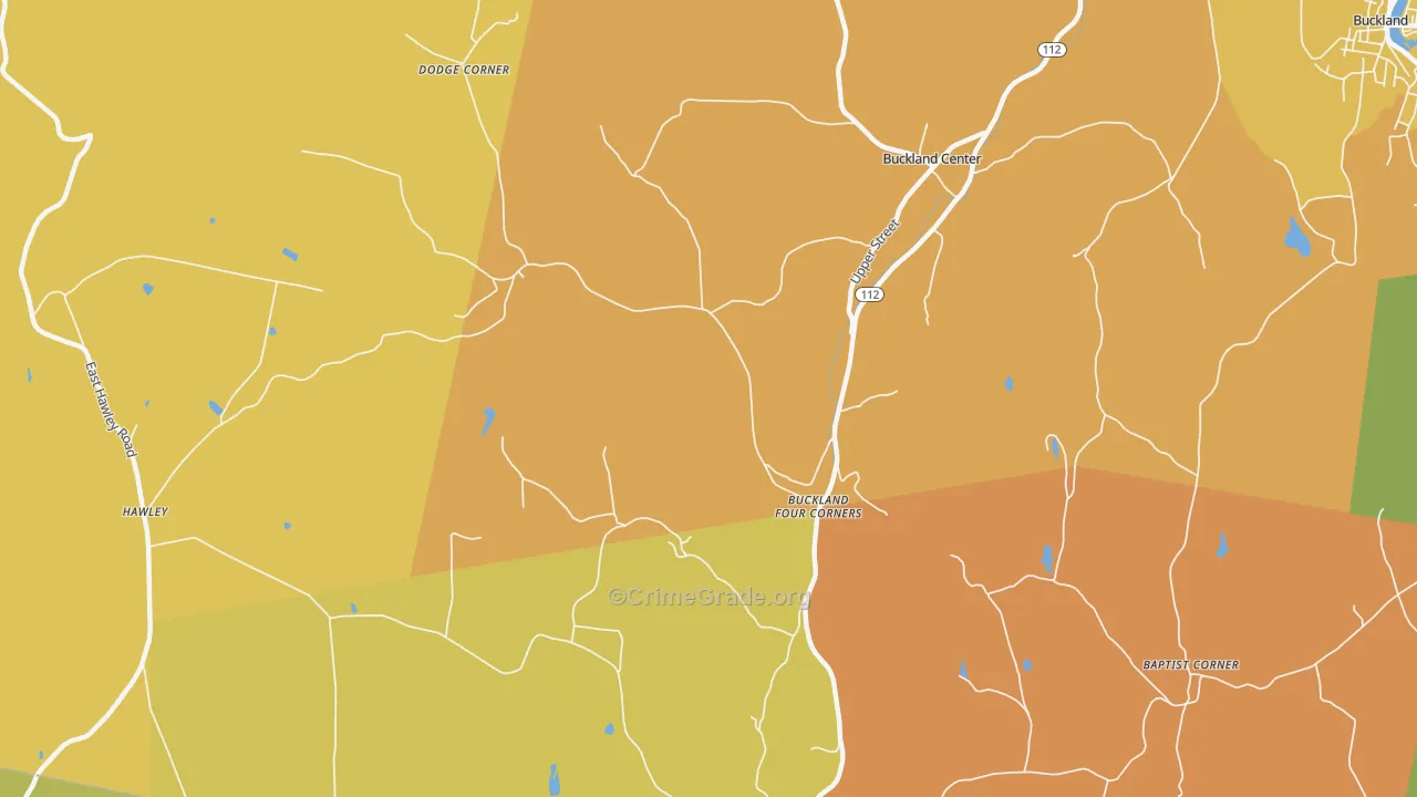 Buckland, MA Map of Burglary Rates