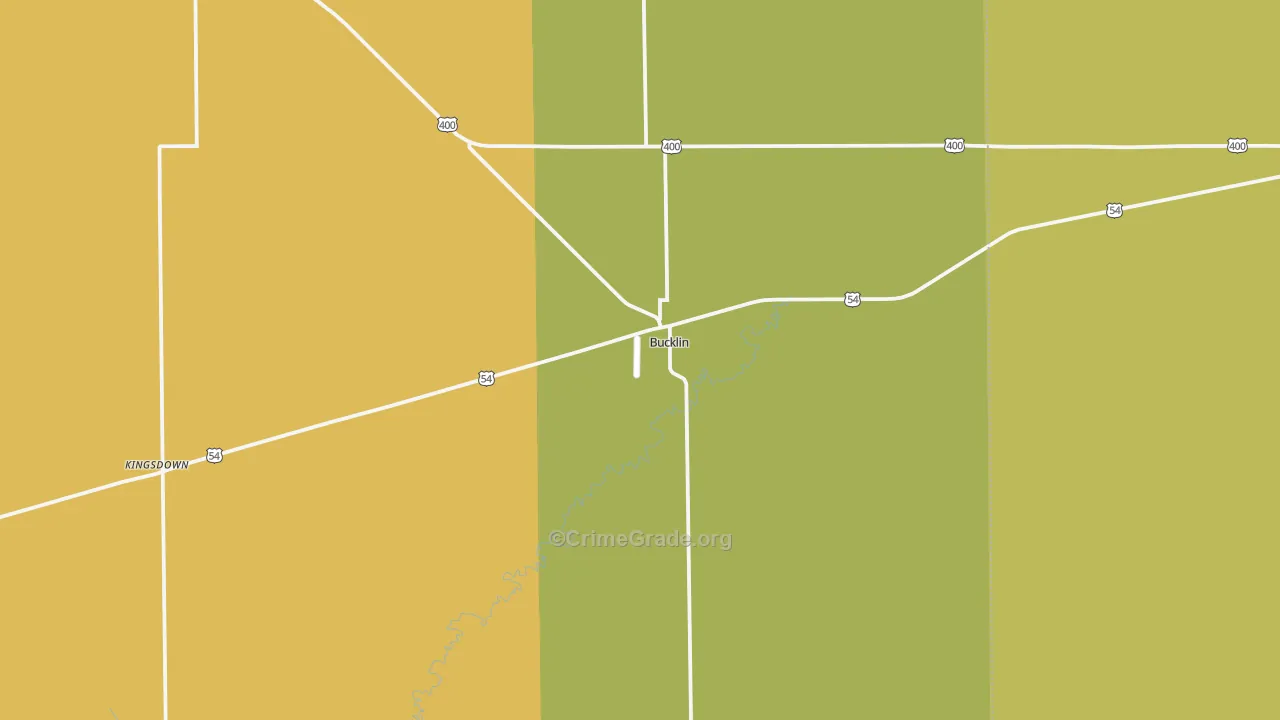 Bucklin, KS Map of Burglary Rates