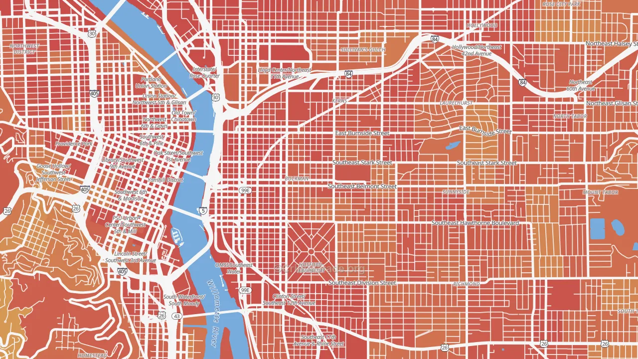 Buckman, Portland, OR Map of Burglary Rates