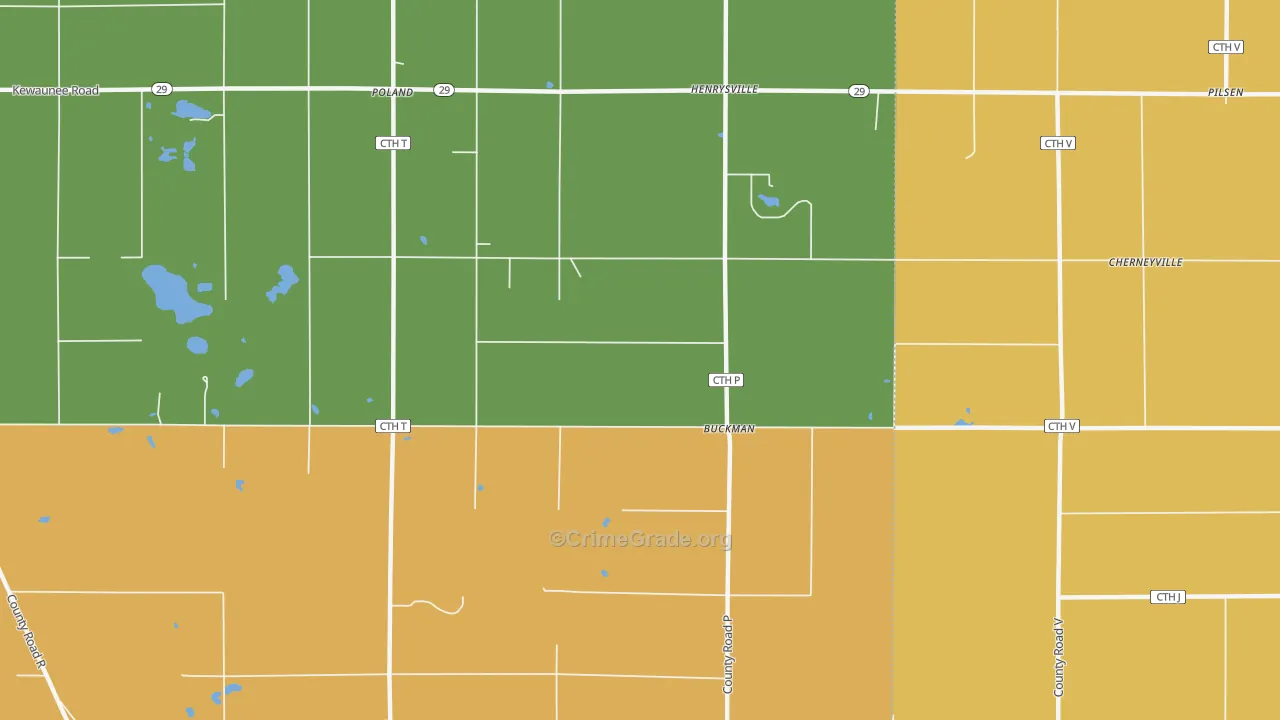 Buckman, WI Map of Burglary Rates