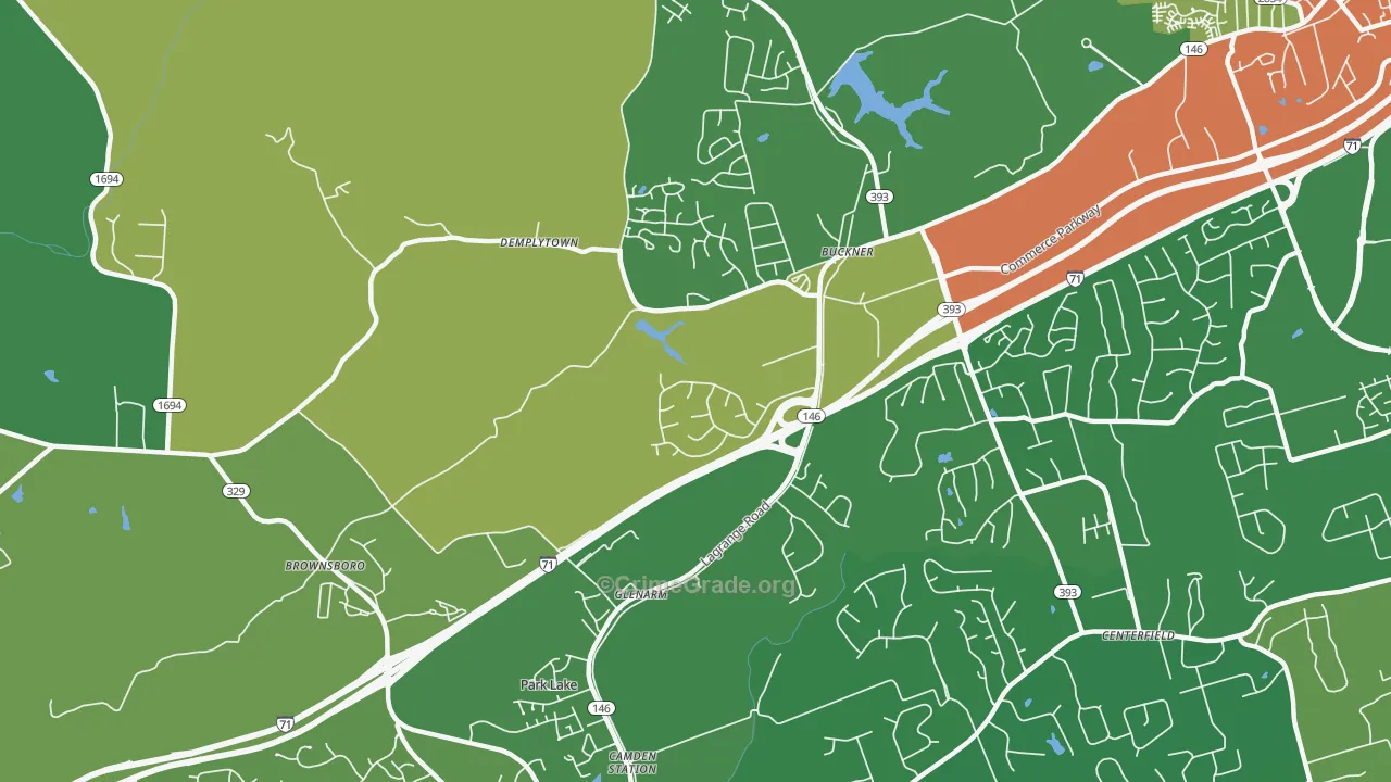 Buckner, KY Map of Burglary Rates