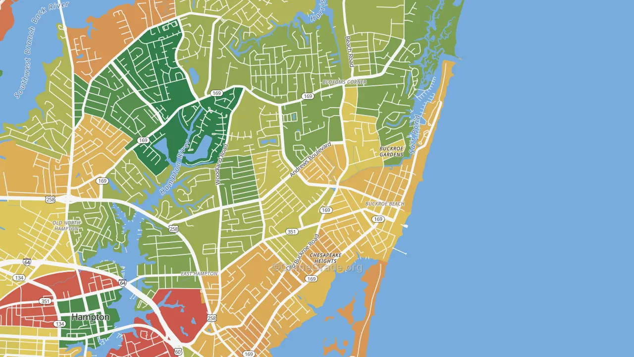 Buckroe, Hampton, VA Map of Burglary Rates