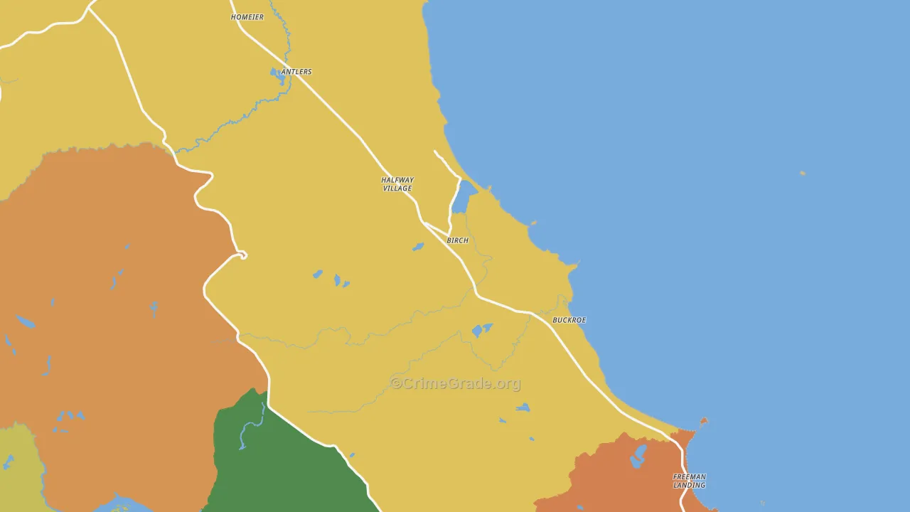 Buckroe, MI Map of Burglary Rates